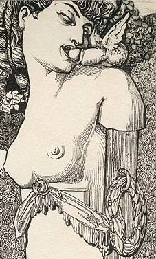 Franz von Bayros-43-Fellatio sul dettaglio del pene alato